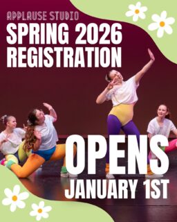 Missed registration for Fall? Mark your calendars! Spring registration opens January 1st 🌸

#applausestudio #singactdance #performingartsstudio #auditionopportunities #danceteam #actingtroupe #danceclasses #actingclasses #singinglessons #voicelessons #pianolessons #balletclasses #jazzdanceclasses #tapclasses #hiphopclasses #generalmusicclasses #musicaltheatreclasses #lyricaldanceclasses #voiceclasses #preschooldanceclasses #kidsdanceclasses #teendanceclasses #adultdanceclasses #familyfriendly #everett #everettwa #everettwashington #everettdance #everetttheatre #everettperformingarts
