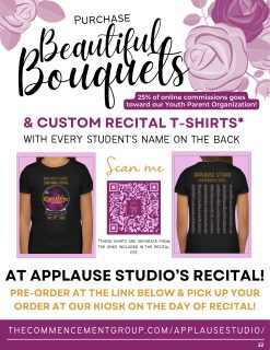 💐 Pre-order flowers for easy pick up at the recital!
👕 You can also purchase this special addition recital t-shirt with all the performers' names on the back!
25% of pre-order commissions goes toward our Youth Parent Organization, who raises money for our scholarship program. Tap the link in bio to pre-order today!
