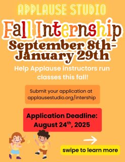 We’re looking for interns to assist our instructors this fall! Tap the link in our bio to apply today! Applications are due September 23rd.